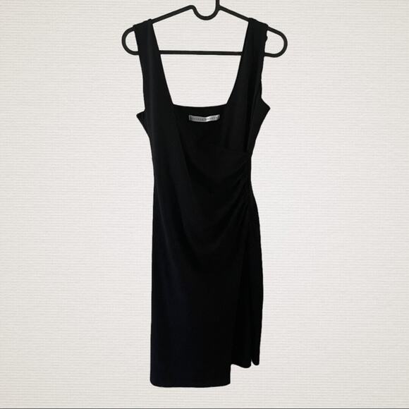 Susana Monaco Womens Bodycon Dress Small Black Surplice Minimalist Capsule Basic - Picture 1 of 9